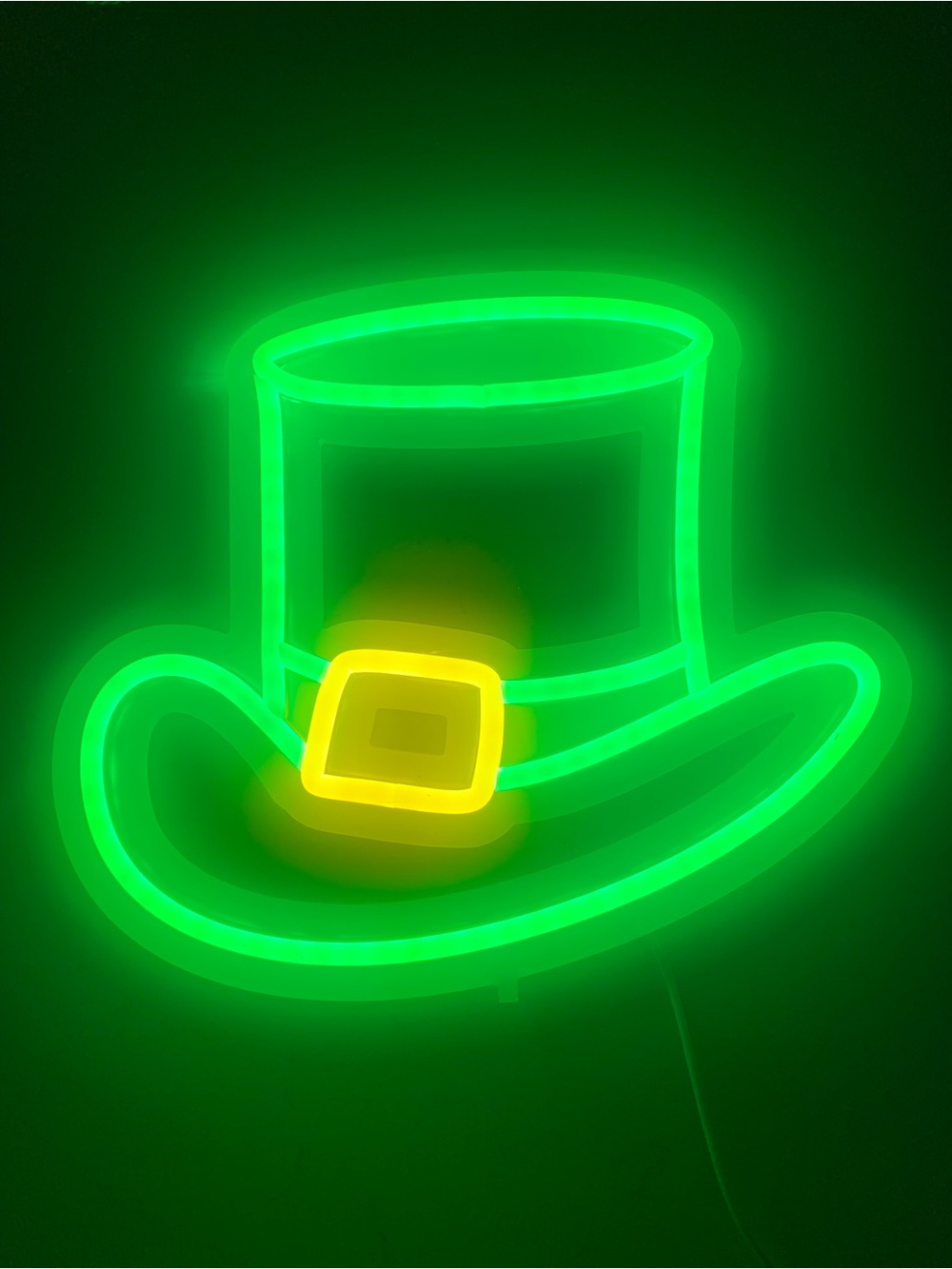 Green & Yellow LED Leprechaun Hat Neon Light - Party Décor